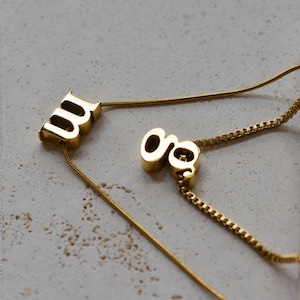 Gold Filled Initial Necklace, Lowercase Initial Name Necklace, Custom Name Letter M Solid Snake Chain WATERPROOF Jewelry Gift for Her Woman