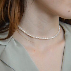 Pearl Choker Necklace, Women Freshwater Pearl Necklace, Pearl Bracelet Anklet Mother of Pearl Chain Gold Handmade Bead, Best Gift For Her