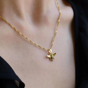 Gold Bee Pendant Necklace,Bee Charm Necklace,Honey Bee Jewelry Pendant Gold Filled Chain  Handmade Birthday Gift for Women by Luna Scott
