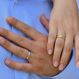 Gold Filled Engagement Band Rings, Wedding Band Rings, Silver Promise Band Rings, Stackable  Rings, Men Band Rings WATERPROOF Finger Jewelry