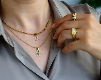18K GOLD FILLED High Quality Constellations Zodiac Sign Pendant WATERPROOF Anti Tarnish Necklace Best Birthday Gift Waterproof Chain Jewelry