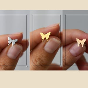 Butterfly Helix Piercing Earrings · Rose Gold Butterfly Earrings Handmade Customized Gift Flat Back Stud Earrings for Girls Women WATERPROOF