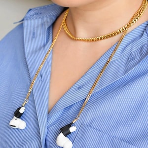 Earplugs Chain Necklace · Earbuds Link Loops Hoop Lanyard GOLD Choker · Airpod Ear buds Magnetic Waterproof Earphone Silicon Holder Jewelry