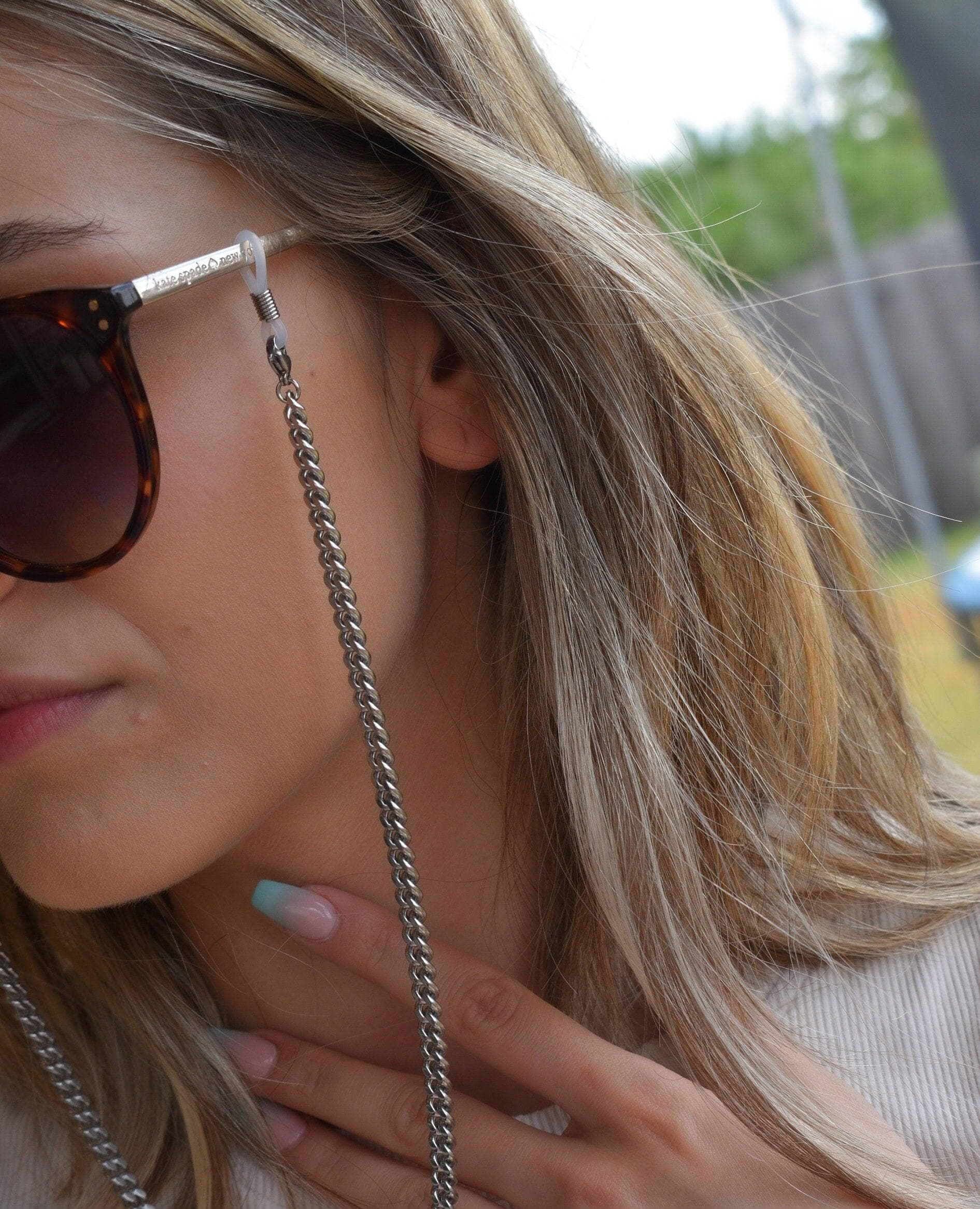 Silver Eyeglasses Sunglasses Chain - Holder Seaside Cord Gold Glasses Face Mask Holder Necklaces Curvy Chain Eyeglass Carrier Gift Him Her