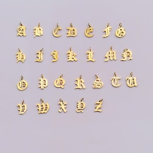 ADD ON · Gold FILLED Charm · Old English Letter Initial, British Font Minimalist Personalized Charms Pendant For Necklace Bracelets Anklets