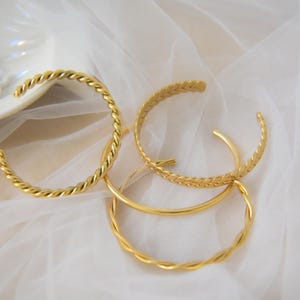 Gold Filled Twist Wire Cuff Bracelet, Adjustable Cuff Bracelet, WATERPROOF Solid Bar Wheat Leaves Leaf Chain Bracelet Gold Minimalist Gifts