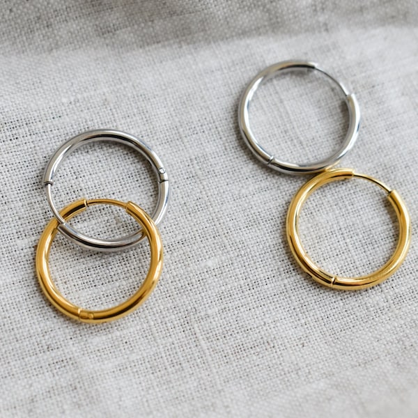 Gold Hoop Earrings Silver Huggie Hoop Earrings - Gold Filled Minimalist Hoops, Dainty Sleeper Earrings, WATERPROOF Handmade Everyday Jewelry