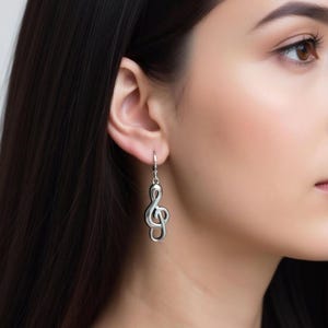 Music Note Earrings – Treble Clef Dangle Hoop Earrings Silver Music Lover Jewelry Birthday Gift for Musician Sister Girl Daughter WATERPROOF