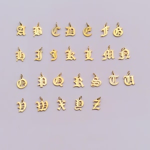 ADD ON · Gold FILLED Charm · Old English Letter Initial, British Font Minimalist Personalized Charms Pendant For Necklace Bracelets Anklets