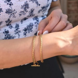 Gold Filled Vintage Bracelet, Gold Toggle Bracelet, Gold Anklet, WATERPROOF Bracelet, Gold Filled Chain Women Necklace Her Gift Idea