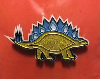 Stegosaurus Pin - Glitter Soft Enamel