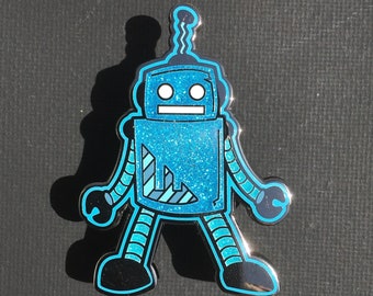 Robot Pin (Version A) - Glitter Hard Enamel