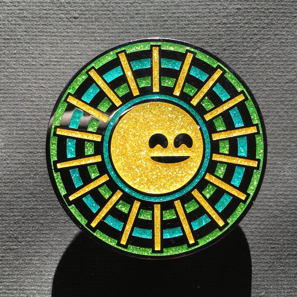 Sunny Day Smile Pin (Version A) - Glitter Hard Enamel