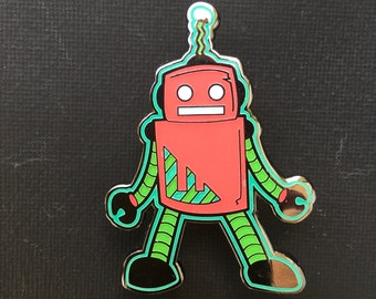 Robot Pin (Version B) - Glow-in-the-Dark Hard Enamel