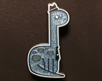 Brontosaurus Pin - Blue Glitter Hard Enamel