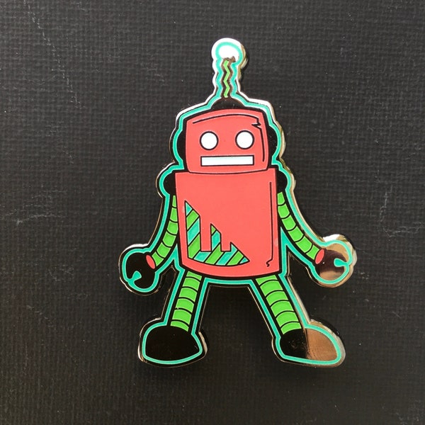 Robot Pin (Version B) - Glow-in-the-Dark Hard Enamel