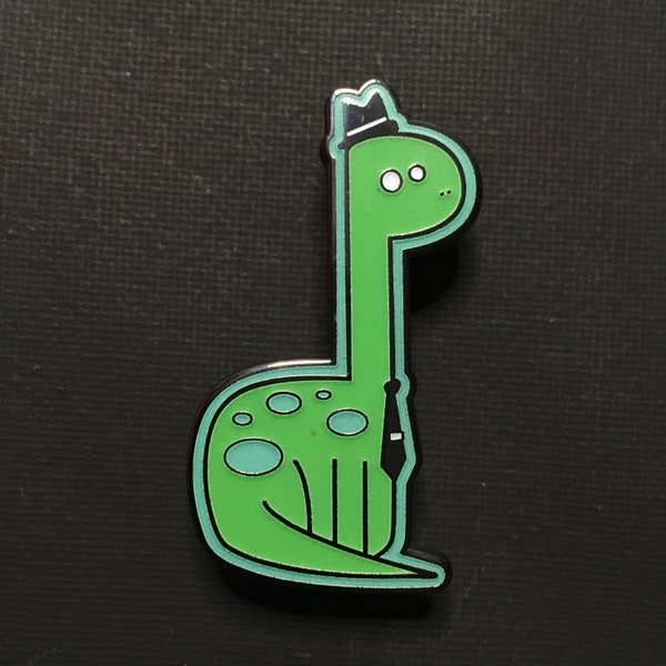 Brontosaurus Pin - Green Glow-in-the-Dark Hard Enamel