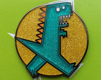 T-Rex Pin - Glitter Hard Enamel