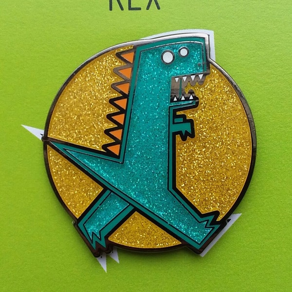 T-Rex Pin - Glitter Hard Enamel