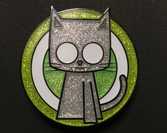 Tripod Cat Pin (Version A) - Glitter & Glow-in-the-Dark Hard Enamel