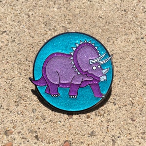 Triceratops Pin Version A Glitter Hard Enamel image 5