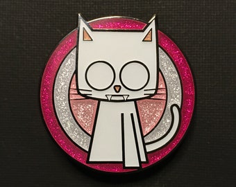 Tripod Cat Pin (Version B) - Glitter & Glow-in-the-Dark Hard Enamel