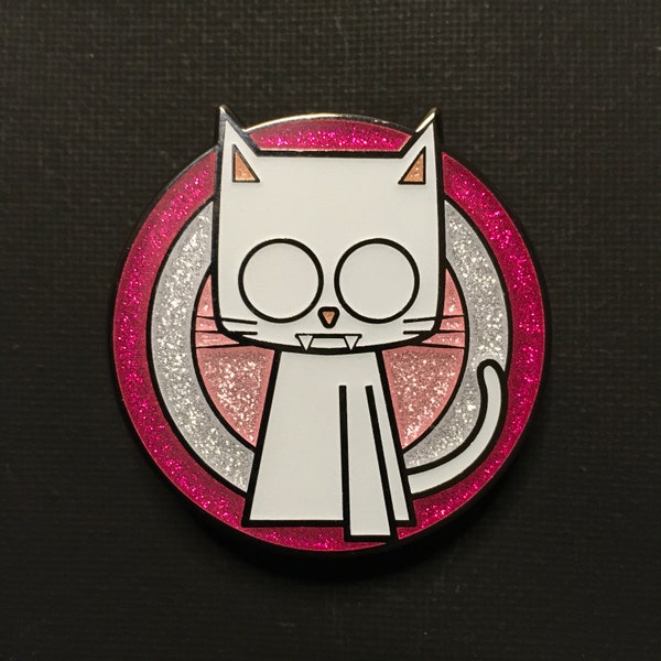 Tripod Cat Pin (Version B) - Glitter & Glow-in-the-Dark Hard Enamel