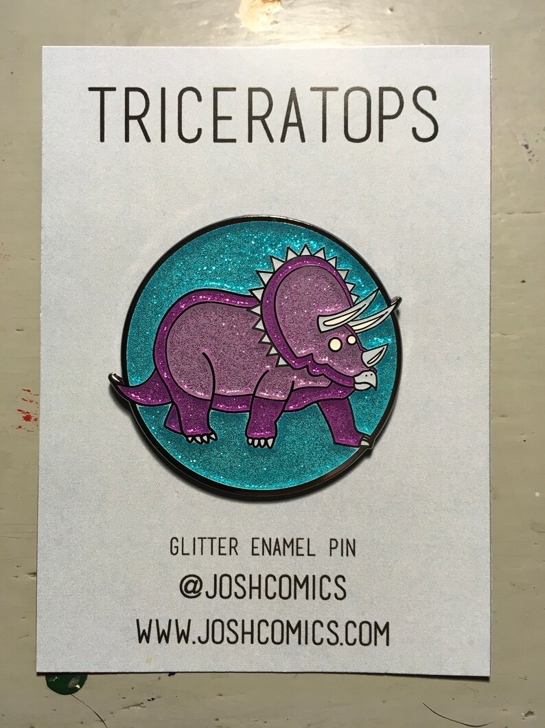Triceratops Pin Version A Glitter Hard Enamel image 2