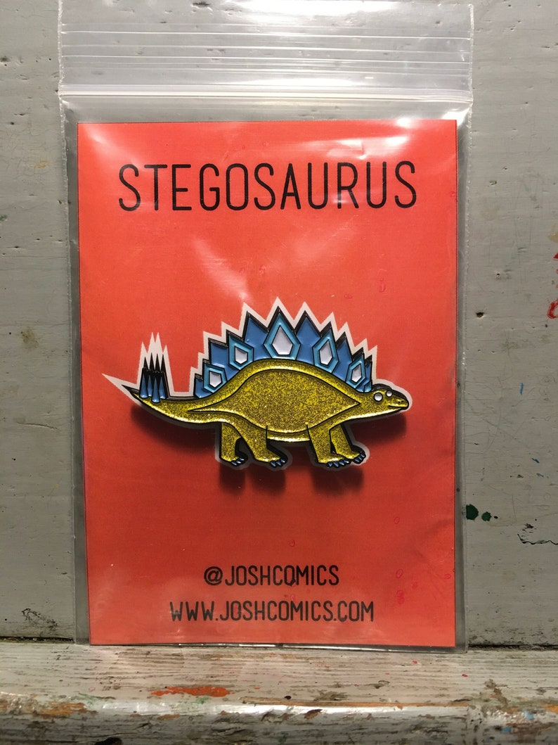 Stegosaurus Pin Glitter Soft Enamel image 1