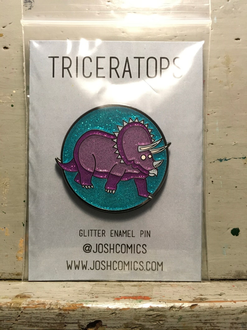 Triceratops Pin Version A Glitter Hard Enamel image 7