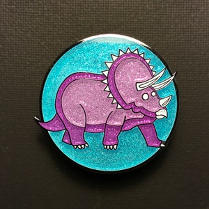 Triceratops Pin Version A Glitter Hard Enamel image 1