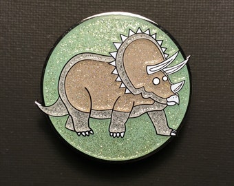 Triceratops Pin (Version B) - Glitter Hard Enamel