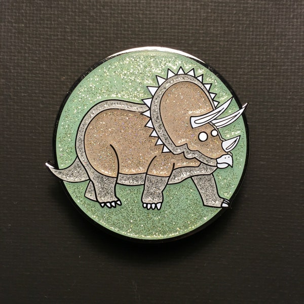 Triceratops Pin (Version B) - Glitter Hard Enamel