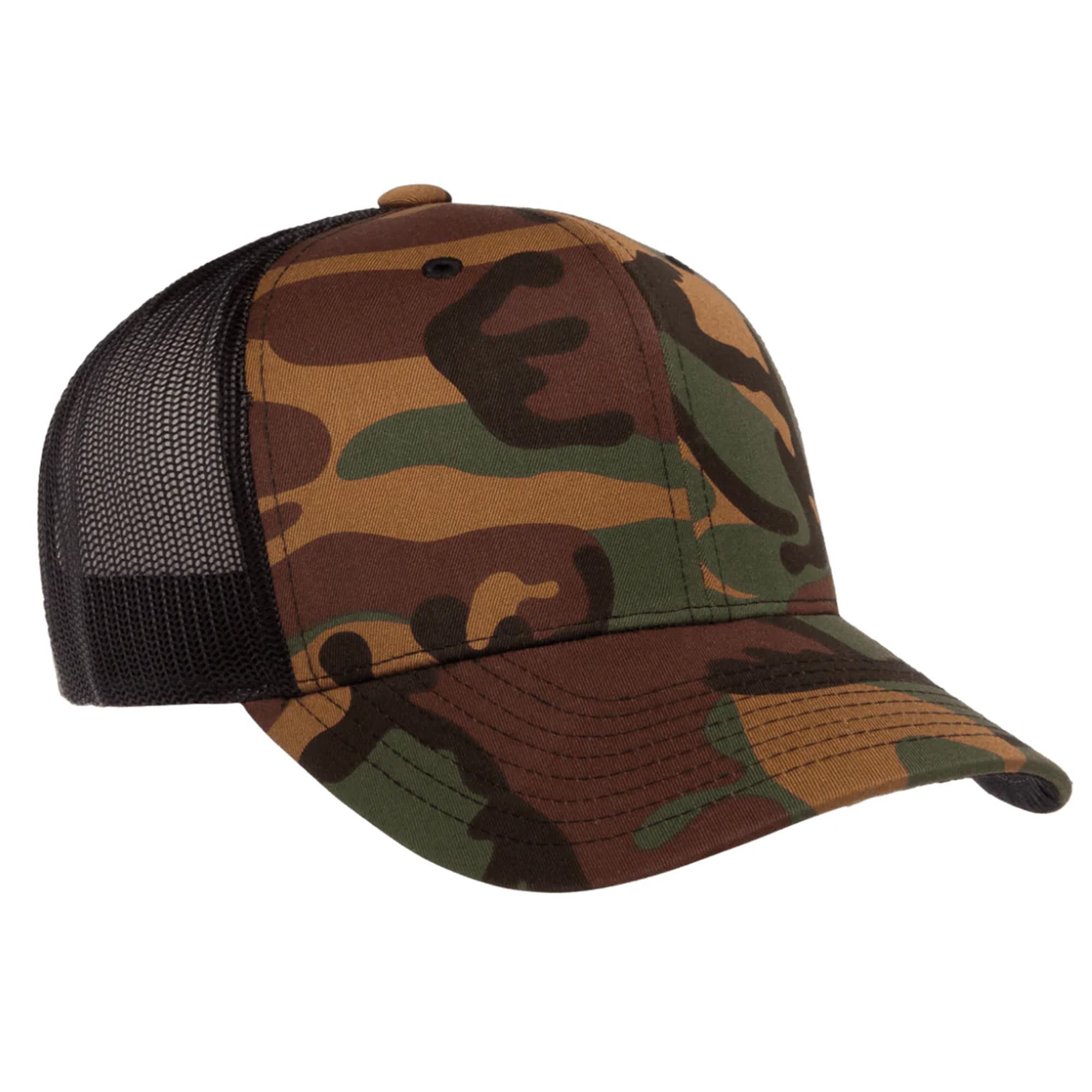 CUSTOM MADE PATCH Camo Trucker Hat ???? Custom Leather Patch Hat on Richardson 112 Trucker Hat  main image 2