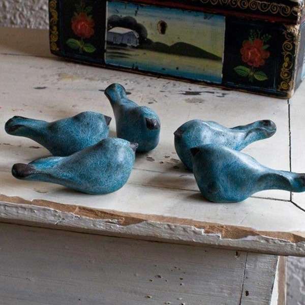 Custom listing reserved for David Morris  Bluebird Bird sculpture, set of 5 blue birds