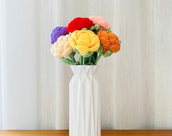 Crochet Rose Bouquet: Handmade Cotton Knitted Flowers, Home Decor Gift