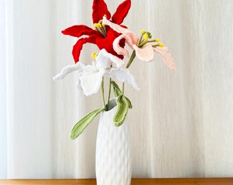 Crochet Lily Bouquet: Handmade Cotton Knitted Flowers, Home Decor Gift