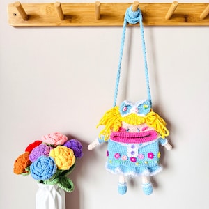 Puppe häkeln Umhängetasche, große Puppenmaul einzigartige Tasche für Kind häkeln, Handgefertigte gehäkelte Umhängetasche Geschenk für Geburtstag, Weihnachten