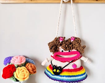 Handmade Crochet Doll Crossbody Bag: Big Mouth Novelty Bag