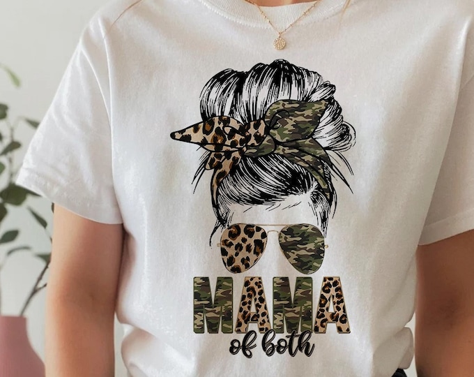 Vintage Mama Of Both Shirt, Mother's Day Shirt, Mom Leopard Shirt, Cute Mom Shirt, Gift Ideas For Mom, Mom Gifts, Leopard Mom Shirt, Mom Tee