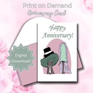 Biglietto di anniversario stampabile, biglietto da stampare a casa, biglietto di anniversario da stampare su richiesta, biglietto interno vuoto 4x6, biglietto di buon anniversario