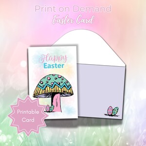 Druckbare Osterkarte zum Drucken zu Hause Print on Demand Karte zu Ostern Osterpilz leer Innenseite 10x15 Osterkarte