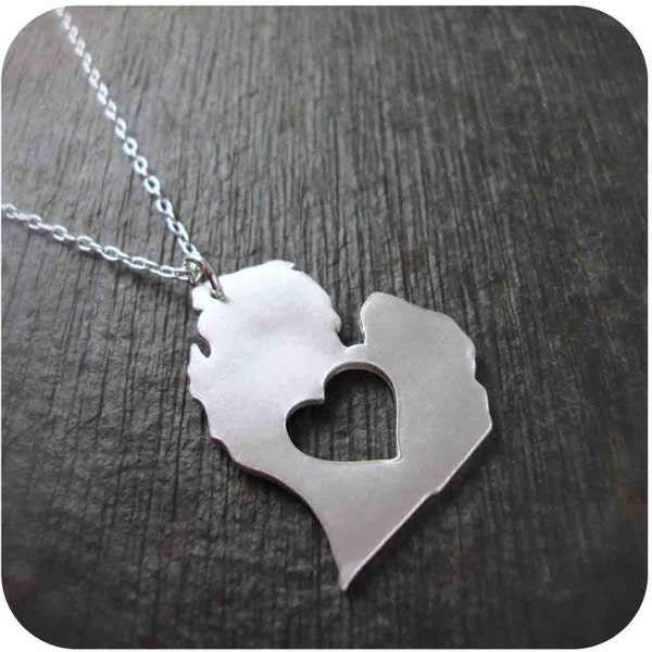 Custom State or Country Necklace in Silver