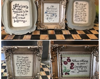 41 INSPIRATIONAL Prints to choose from--Framed Mini's By Cindy Grubb-Choose Frame--FREE BOOKMARK--Artist Created--Print 2.5"x 3-3.5", Unique