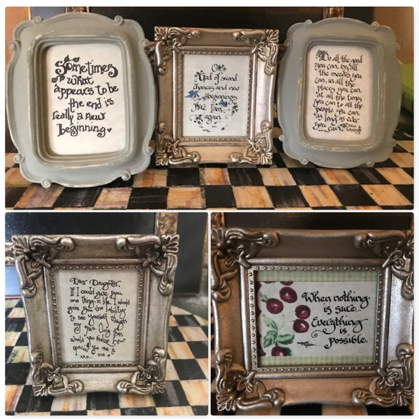 41 INSPIRATIONAL Prints to choose from--Framed Mini's By Cindy Grubb-Choose Frame--FREE BOOKMARK--Artist Created--Print 2.5"x 3-3.5", Unique