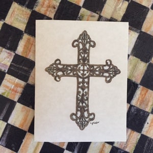 Budded Cross-kaarten (BLANK) 6 met enveloppen naar keuze, door Cindy Grubb, gratis bladwijzer en verzending, rustiek thema, christelijk