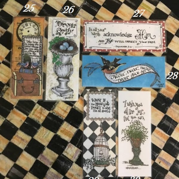 Inspiring Bookmarks-Cindy Grubb_For His Glory-#25-30- Take time, Have Faith, Proverbs 3:6, Churchill, Hokey Pokey, Shakespeare, Birds, Look