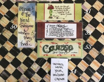 Inspirational Bookmarks-Cindy Grubb_For His Glory-#49-54, Purpose, Friend, Proverbs 17 17, Who I am.., C.S. Lewis (Courage), Invisible Crown