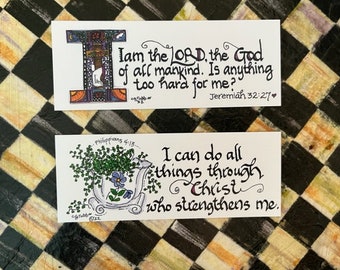 Bookmarks by Cindy Grubb--Jeremiah 32:27 "I am the Lord, the God of all mankind(77) Philippians 4.13 "I can do all things through Christ(78)