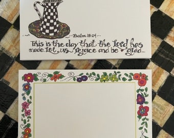 Psalm 118:24 Daisy Design or Encourage one another...FLORAL Trimmed..colorful...Cindy Grubb notepad, FREE BOOKMARK! Optional Magnet